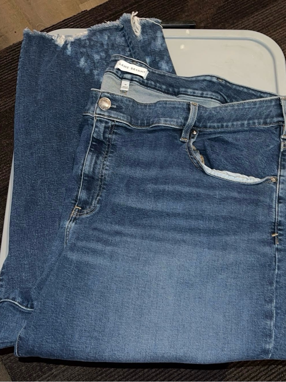 Lane Bryant Medium Wash Skinny Jeans with Frayed Hem